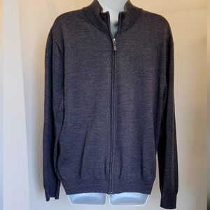 Jos A Bank Merino Grey Wool Tailored Full Zip Sweater SZ: L